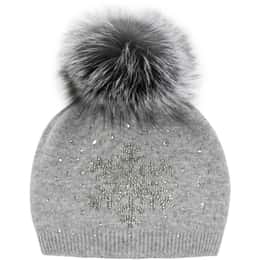 Mitchies Matchings Women's Crystal Snowflake Faux Pom Knit Beanie