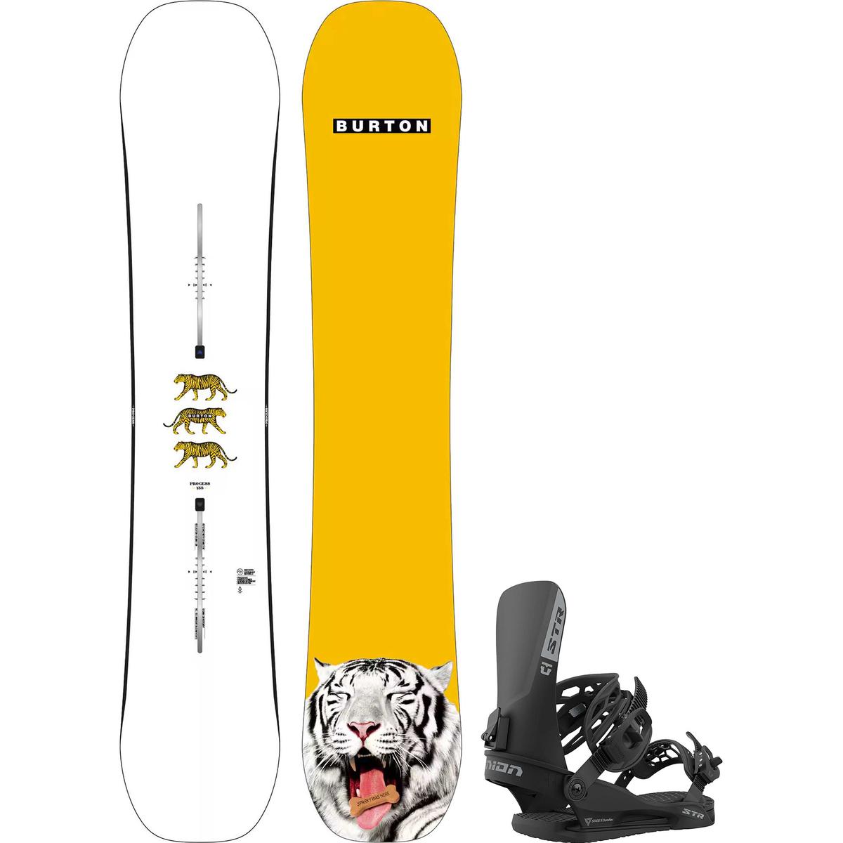 Burton Men's Process Camber + Union STR Snowboard Package - Sun