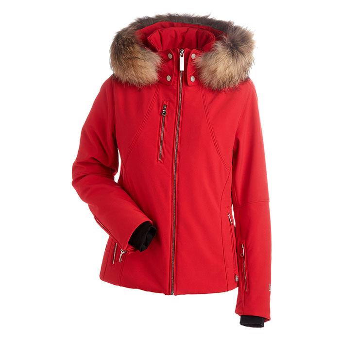 red ski jacket womens fur hood