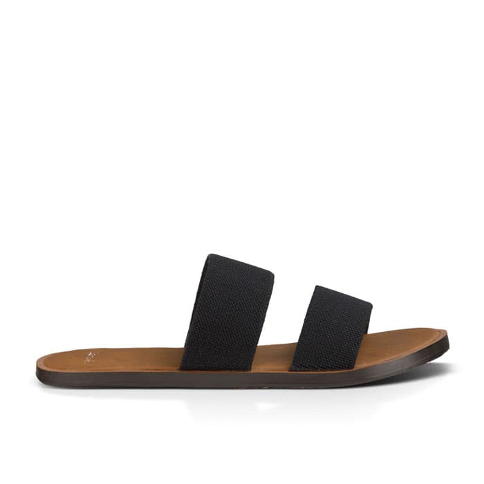 Buy Sanuk Women's Yoga Gora Leather Slide Sandal, Black, 6 M US at