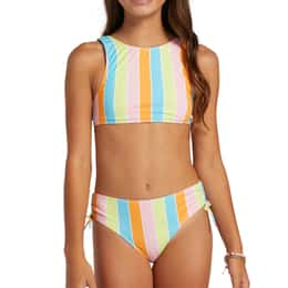 ROXY Girls' Last In Paradise Crop Top Swim Set