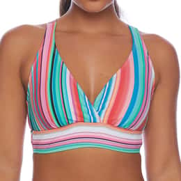 Next By Athena Women's Tavarua Stripe 25 Minute Sports Bra Bikini Top
