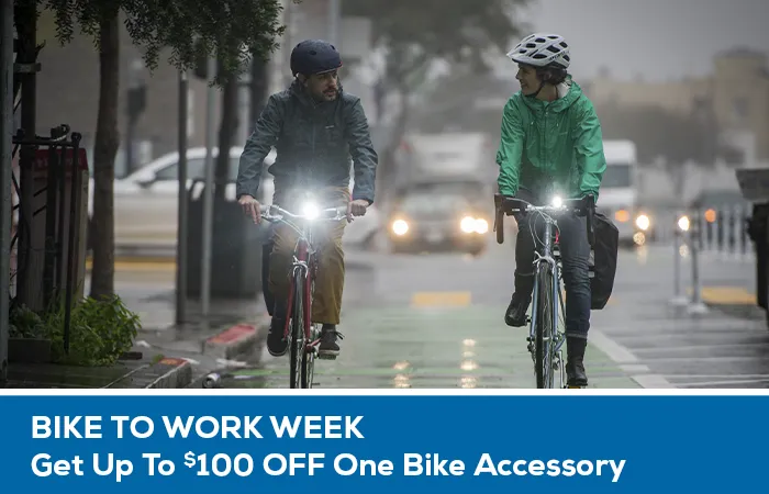 Bike to work week - get up to $100 off one bike accessory
