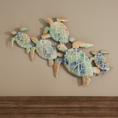 Metal Sea Turtle Family Wall Decor