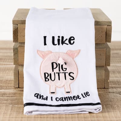 Pig Butts Embroidered Towel