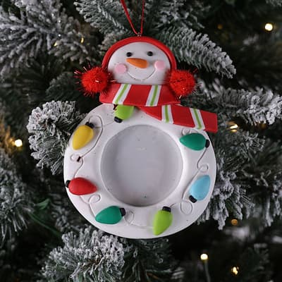 Claydough Snowman Photo Frame Ornament