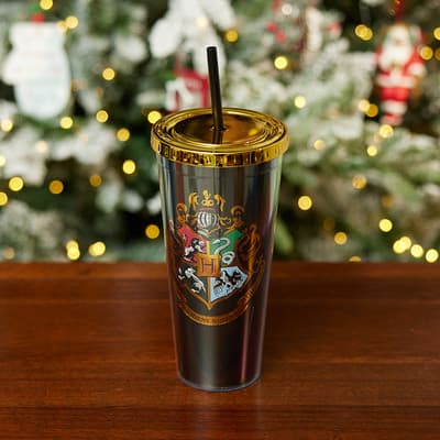 Hogwarts Crest Foil Cup With Straw