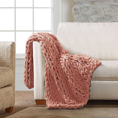 Chenille Knitted Throw - Canyon Clay