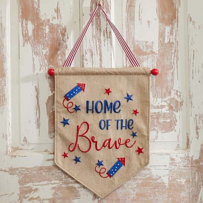Home Of The Brave Burlap Wall Decor