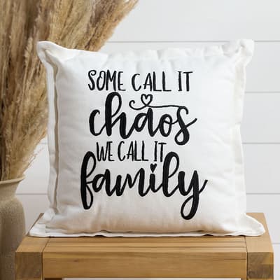 Family Chaos Embroidered Pillow