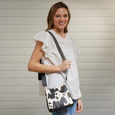 Cow Print Crossbody Bag with Black Accents