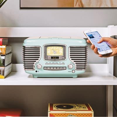 Corsair Retro Radio and CD Player With Stereo Bluetooth Speakers - Light Blue