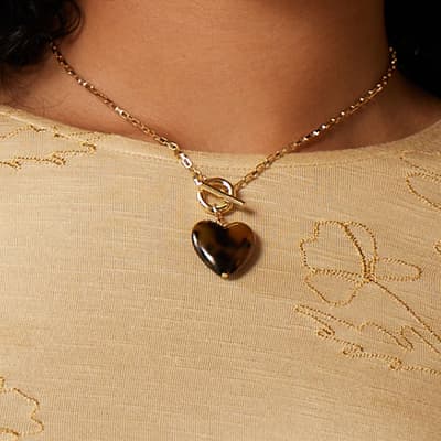 Gold Tortoise Heart Toggle Necklace