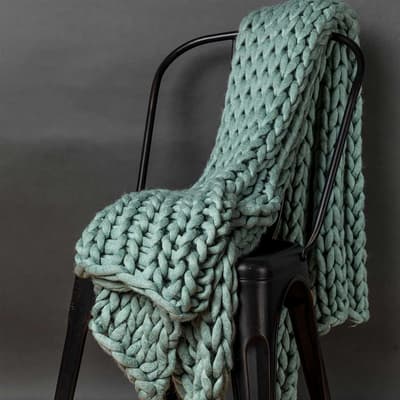 Chunky Knitted Throw - Aqua