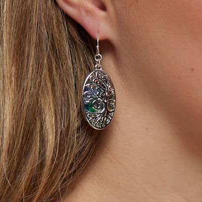 Oval Shell with Tree Overlay Earring