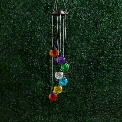 Solar Cracked Glass Ball Wind Chime