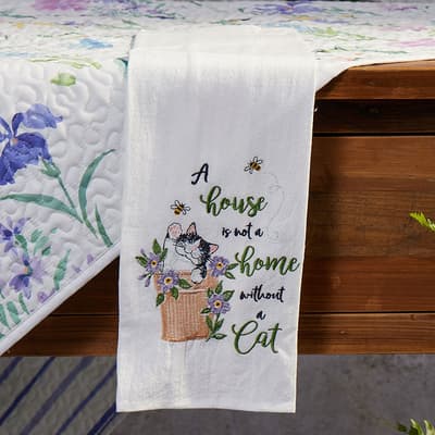 House Cat Embroidered Flour Sack Towel