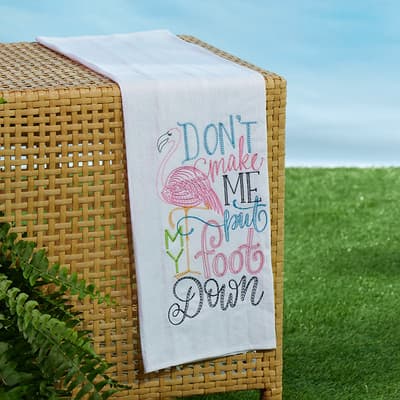Flamingo Embroidered Flour Sack Towel