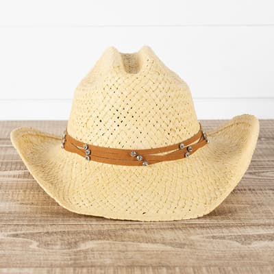 Straw Cowgirl Hat with Suede Bling Trim