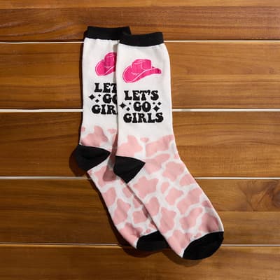 Lets Go Girls Cow Print Socks