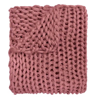 Chunky Knitted Throw - Mauve