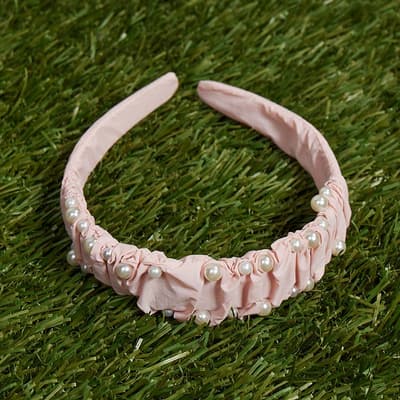 Pink Pearl Scrunch Headband
