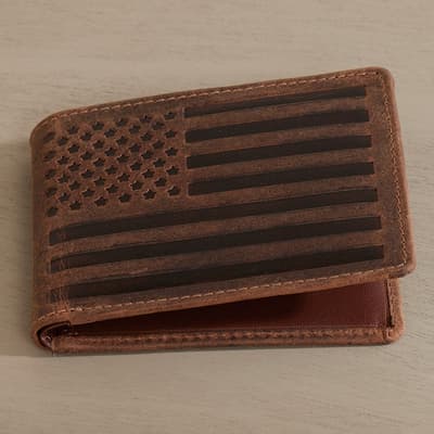 Flag Embossed Leather Wallet