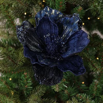 Navy Magnolia Clip Ornament