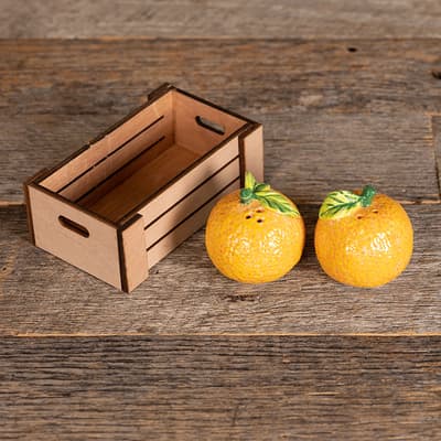 Stoneware Oranges in Basket Salt and Pepper Set