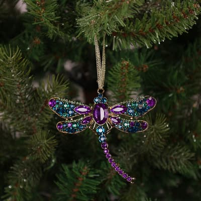 Purple and Blue Jeweled Dragonfly Ornament