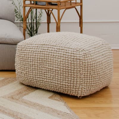 New Zealand Wool and Cotton Pouf