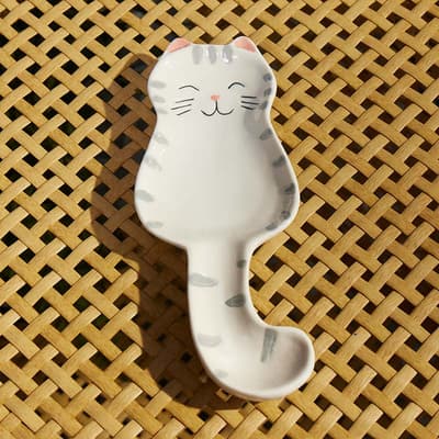 Stoneware Cat Spoon Rest