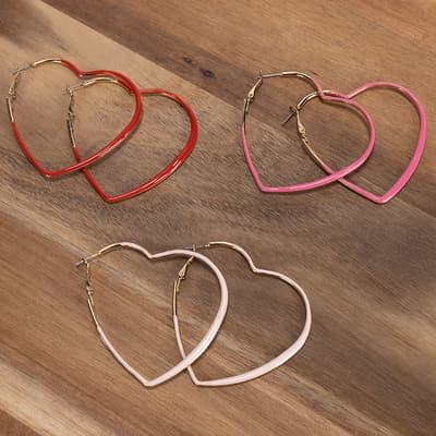 3 Pack Pink, Red, and White Heart Hoops