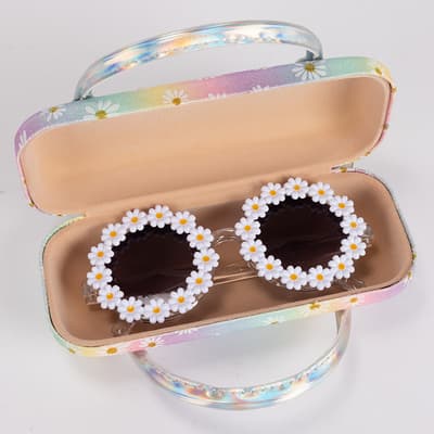 Toddler Daisy Sunglasses Set with Rainbow Case