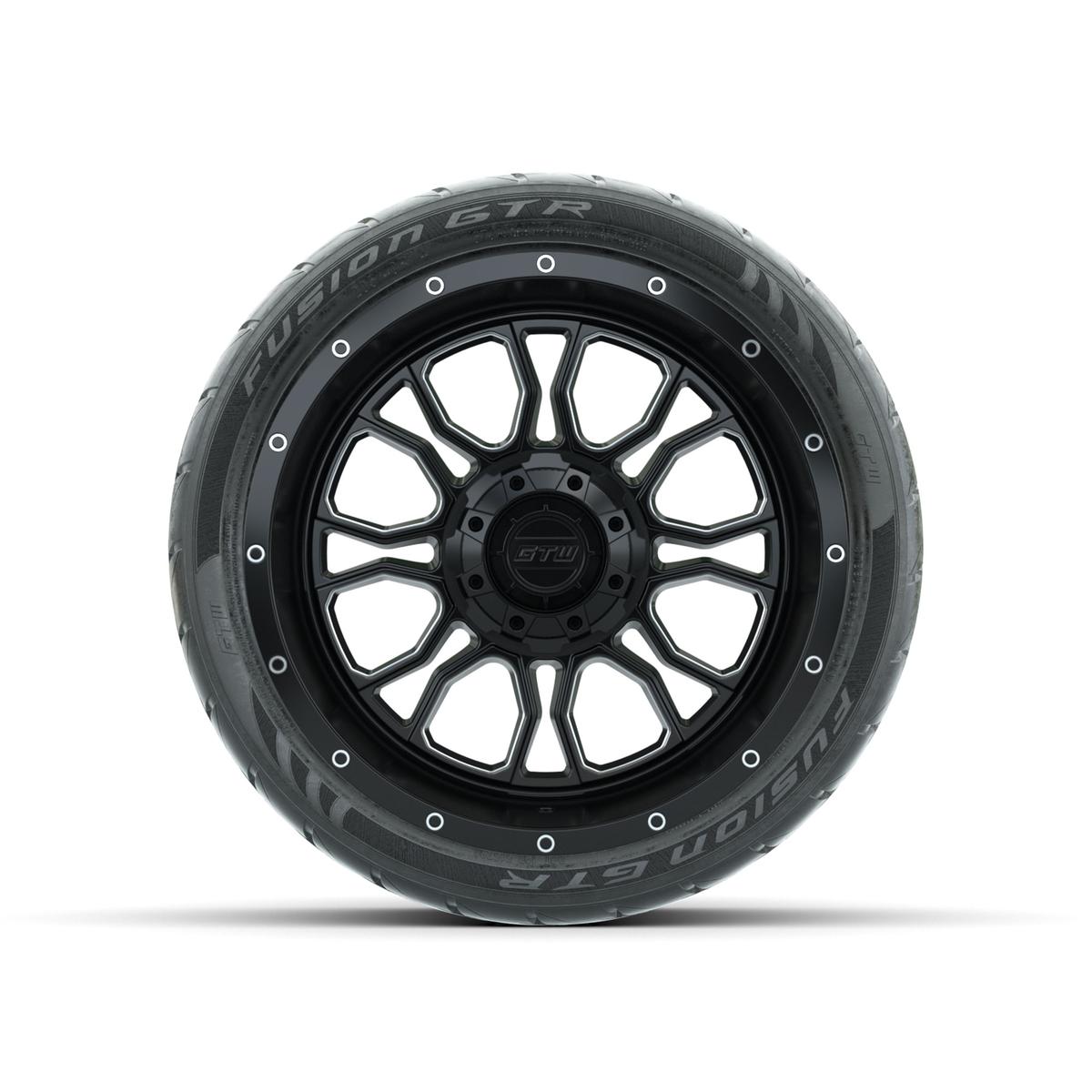 Set of (4) 14 in GTW® Volt Machined & Black Wheels with 205/40-R14 Fusion GTR Street Tires