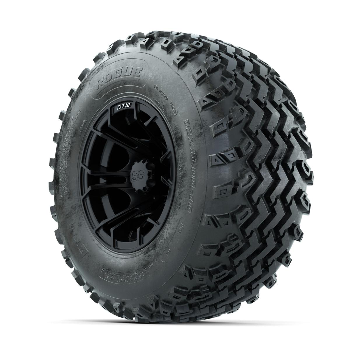 GTW Spyder Matte Black 10 in Wheels with 22x11.00-10 Rogue All Terrain Tires – Full Set