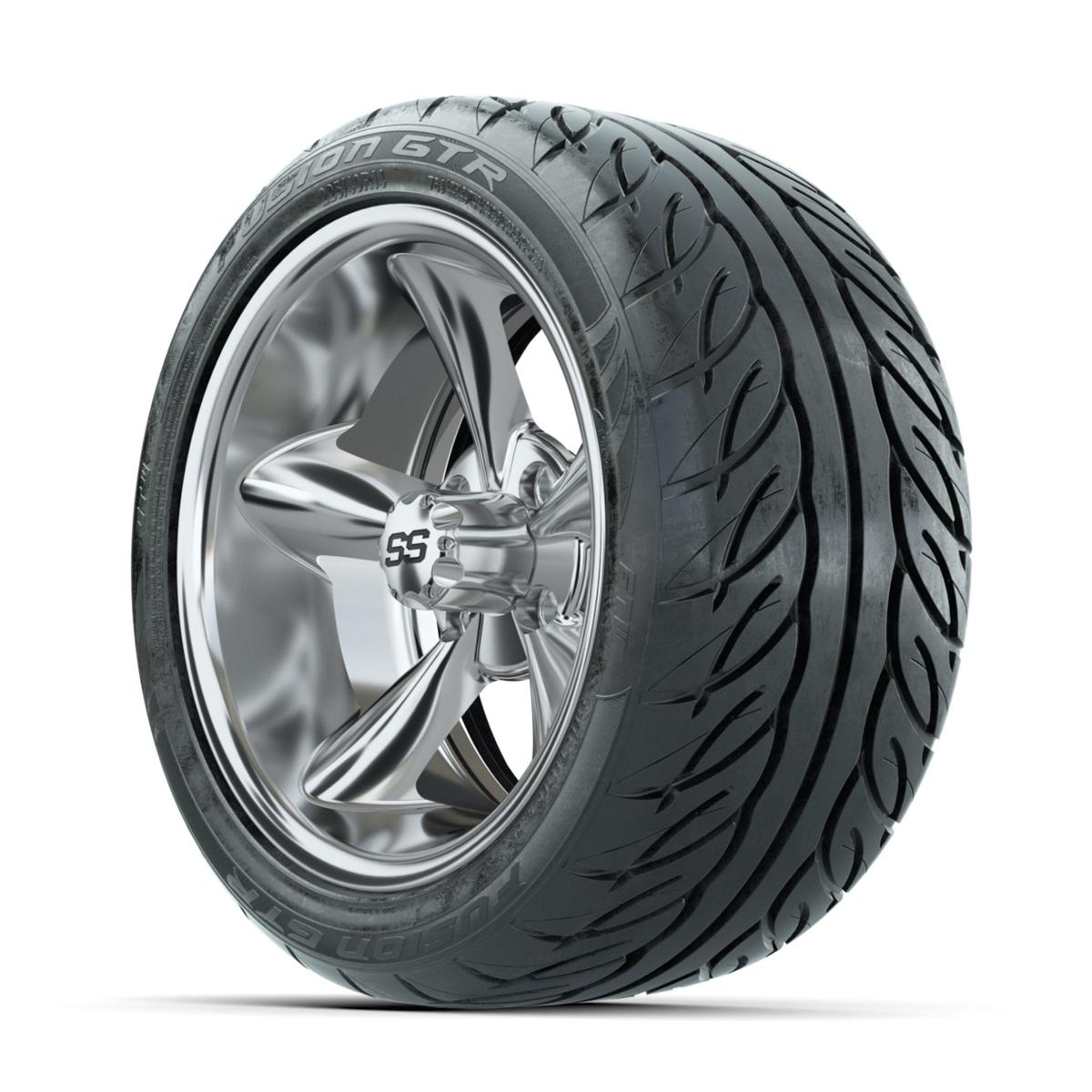 GTW Godfather Chrome 14 in Wheels with 225/40-R14 Fusion GTR Street Tires – Full Set