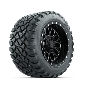 Set of (4) 12 in GTW® Helix Machined & Black Wheels with 22x11-R12 Nomad All-Terrain Tires