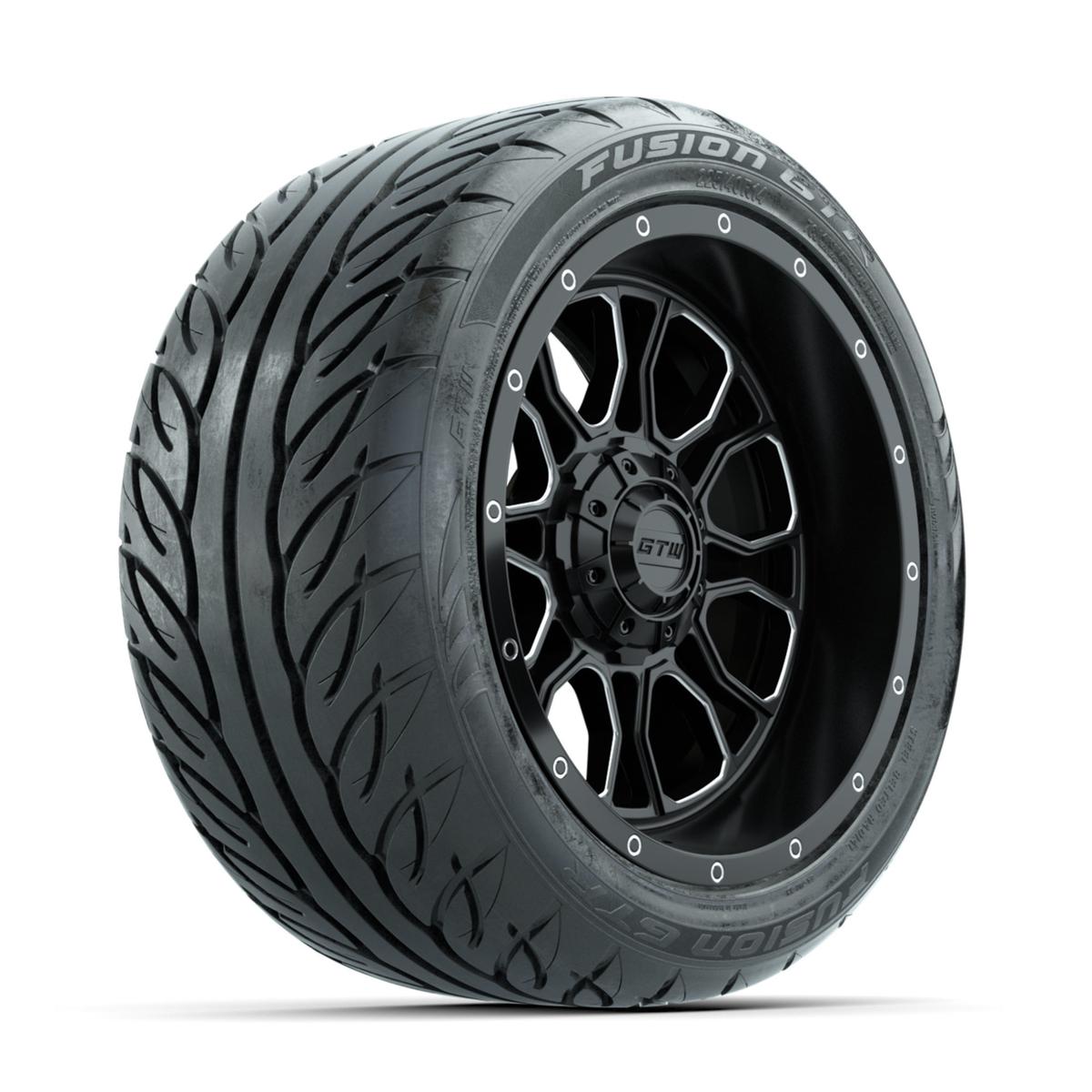 GTW Volt Machined/Black 14 in Wheels with 225/40-R14 Fusion GTR Street Tires – Full Set