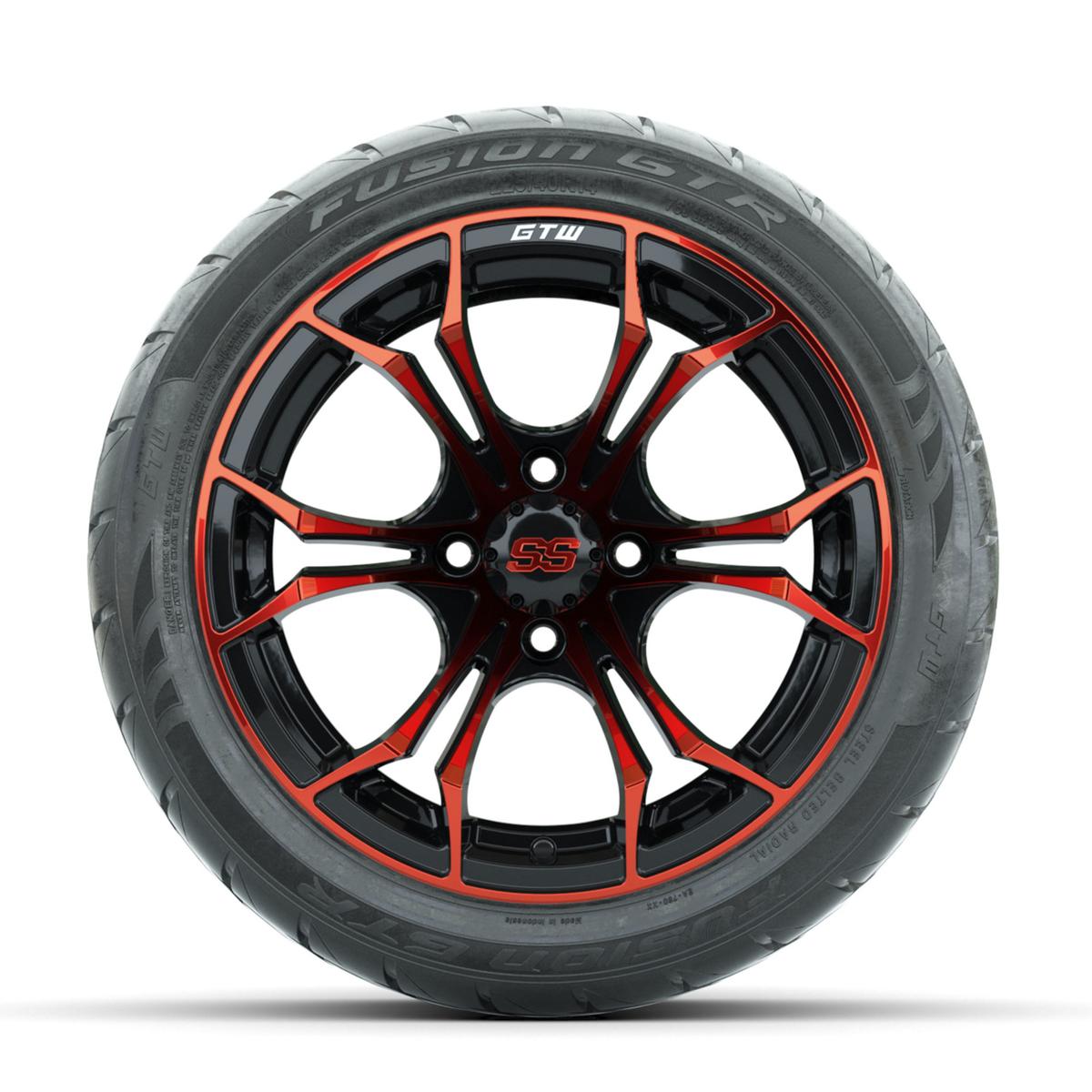 GTW Spyder Red/Black 14 in Wheels with 225/40-R14 Fusion GTR Street Tires – Full Set