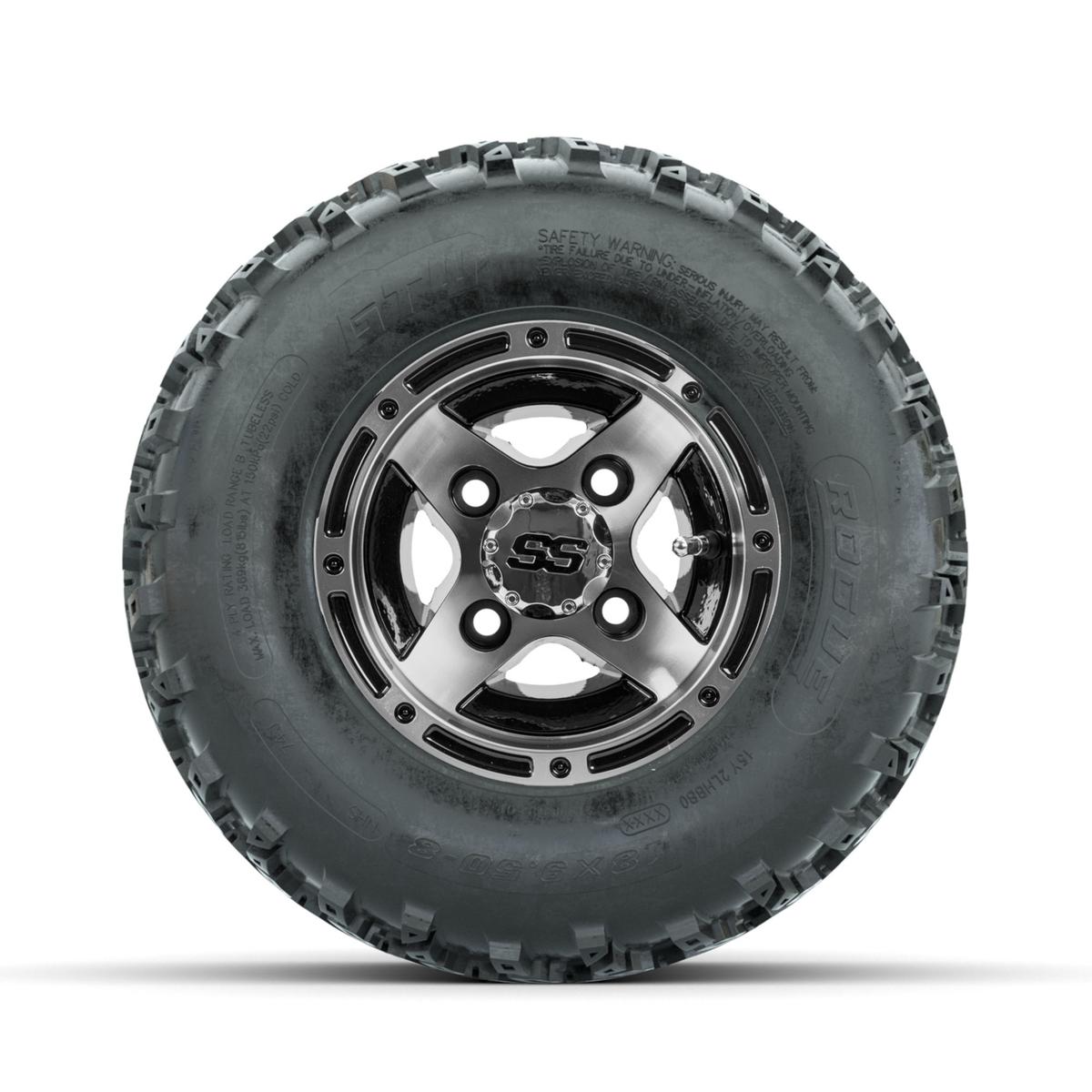 GTW Ranger Machined/Black 8 in Wheels with 18x9.50-8 Rogue All Terrain Tires – Full Set