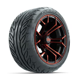 GTW Spyder Red/Black 14 in Wheels with 225/40-R14 Fusion GTR Street Tires – Full Set