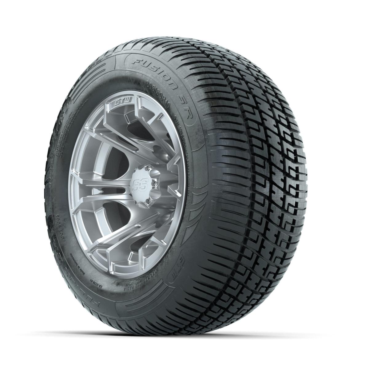 GTW Spyder Silver Brush 10 in Wheels with 205/50-10 Fusion SR Steel Belted Radial Tires – Full Set