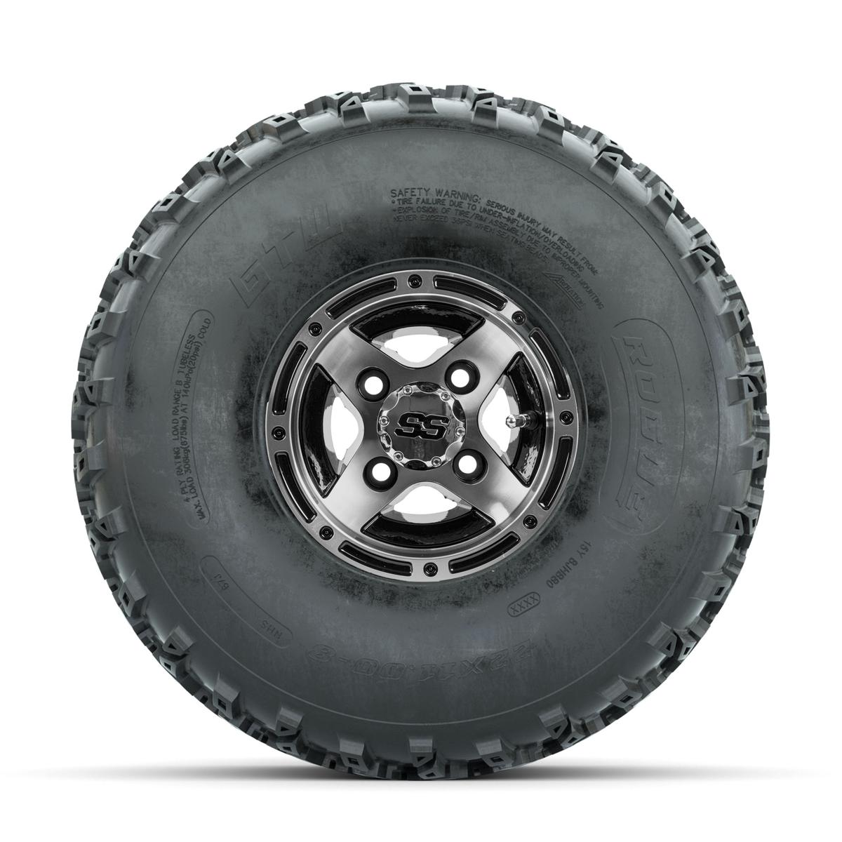 GTW Ranger Machined/Black 8 in Wheels with 22x11.00-8 Rogue All Terrain Tires – Full Set