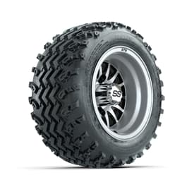 GTW Medusa Machined/Black 10 in Wheels with 18x9.50-10 Rogue All Terrain Tires – Full Set