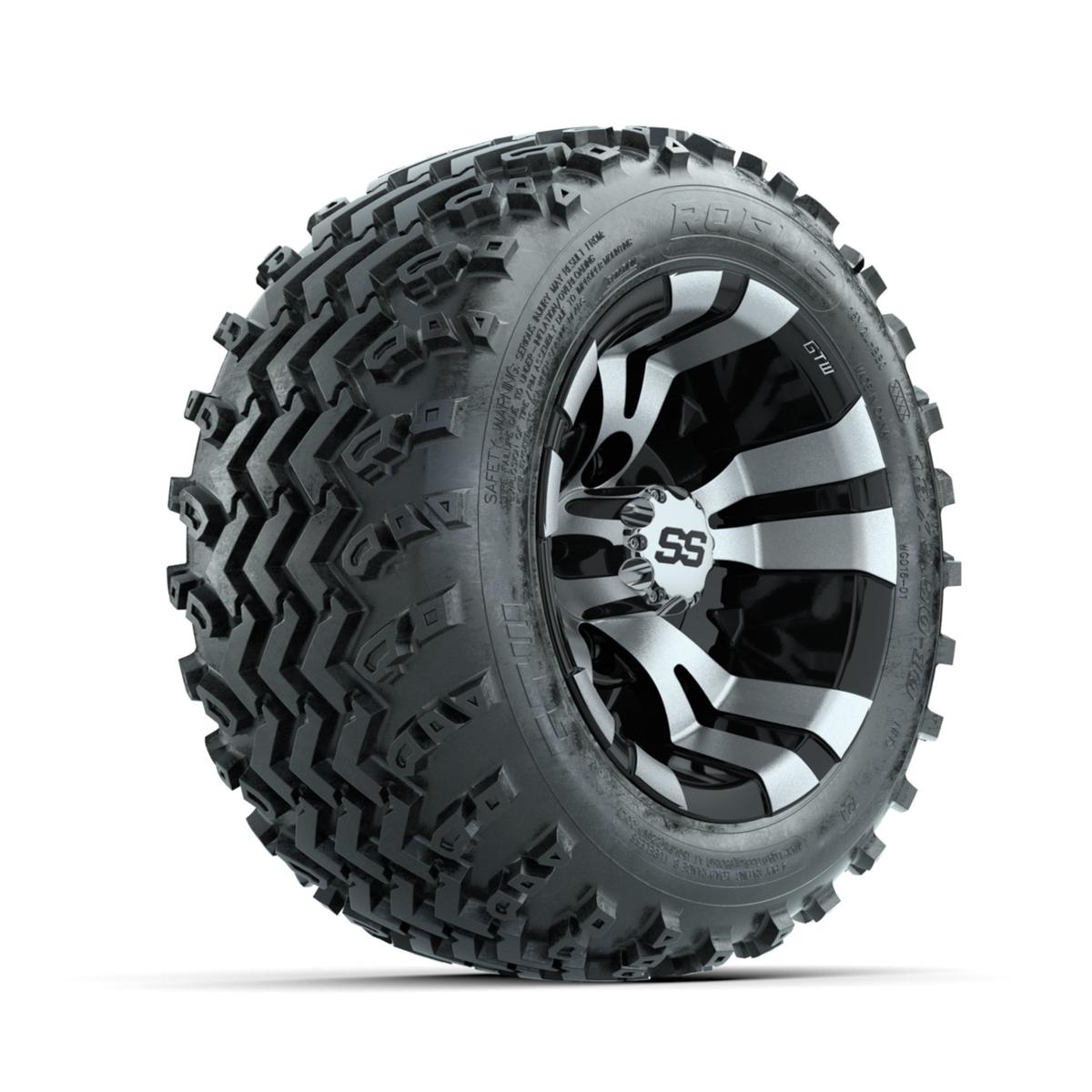 GTW Vampire Machined/Black 10 in Wheels with 18x9.50-10 Rogue All Terrain Tires – Full Set