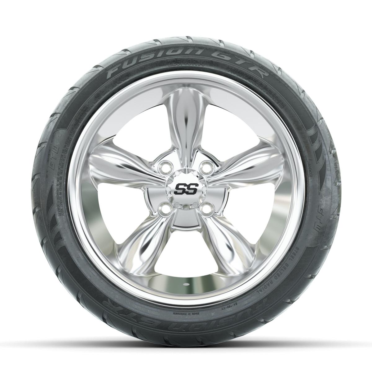 GTW Godfather Chrome 14 in Wheels with 225/40-R14 Fusion GTR Street Tires – Full Set