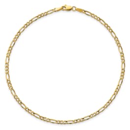 Gold Classics&#40;tm&#41; 2.5mm. 14kt. Semi Solid Figaro Chain Anklet