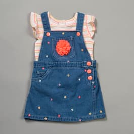 Toddler Girl Little Lass&#40;R&#41; Striped Top & Floral Denim Jumper Set