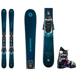 Blizzard Girls' Sheeva Twin Jr Ski with Jr WB 7 Bindings + Dalbello Kids' Green Gaia 4.0 GripWalk® Ski Boots Package '24